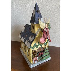Christmas House Collection By Delicates Church Angel Cinnamon Holds Candles